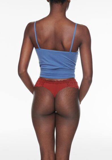 damesstring micro met kant donkerrood - 19621530DARKRED - HEMA